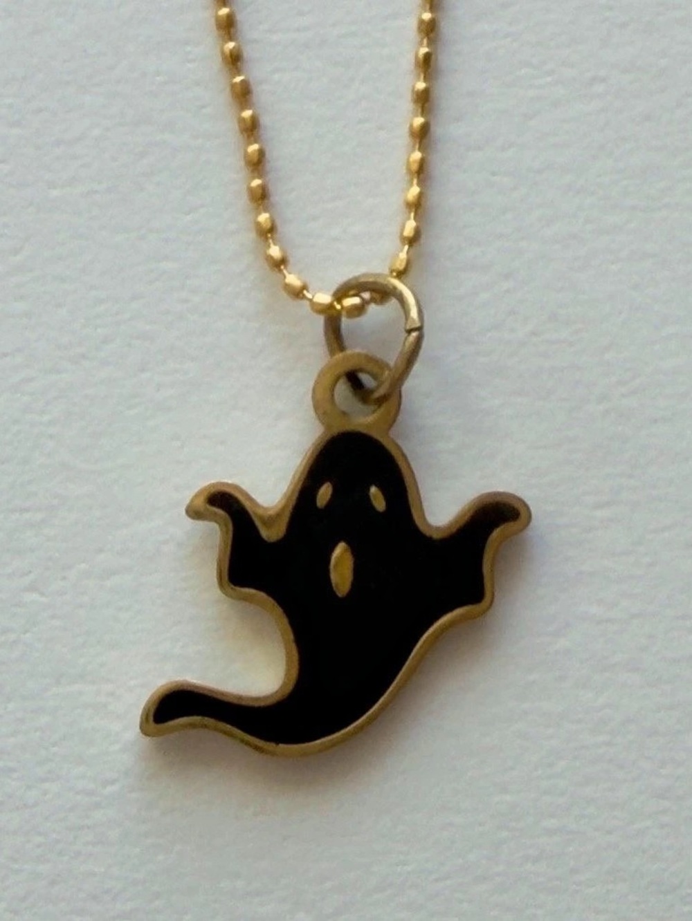 Ghost Halloween Pendant Necklace Gold Filled